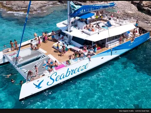 Waterslide from the catamaran deck into the open sea