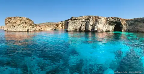 Comino sea caves seen from the boat deck